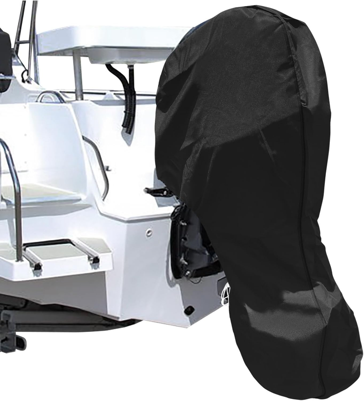 600D Oxford Cloth Outboard Motor Cover, Waterproof UV Resistant Boat Engine Protective Cover for Yacht Fishing Boat（30-60HP）