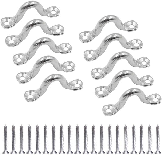 10Pcs M8 316 Stainless Steel Bimini Boat Top PAD Eye, Eye Straps, Tie Down, Kayak Deck Loops, Tie Down Anchor Point, Footman's Loop for Kayak Canoe Rigging