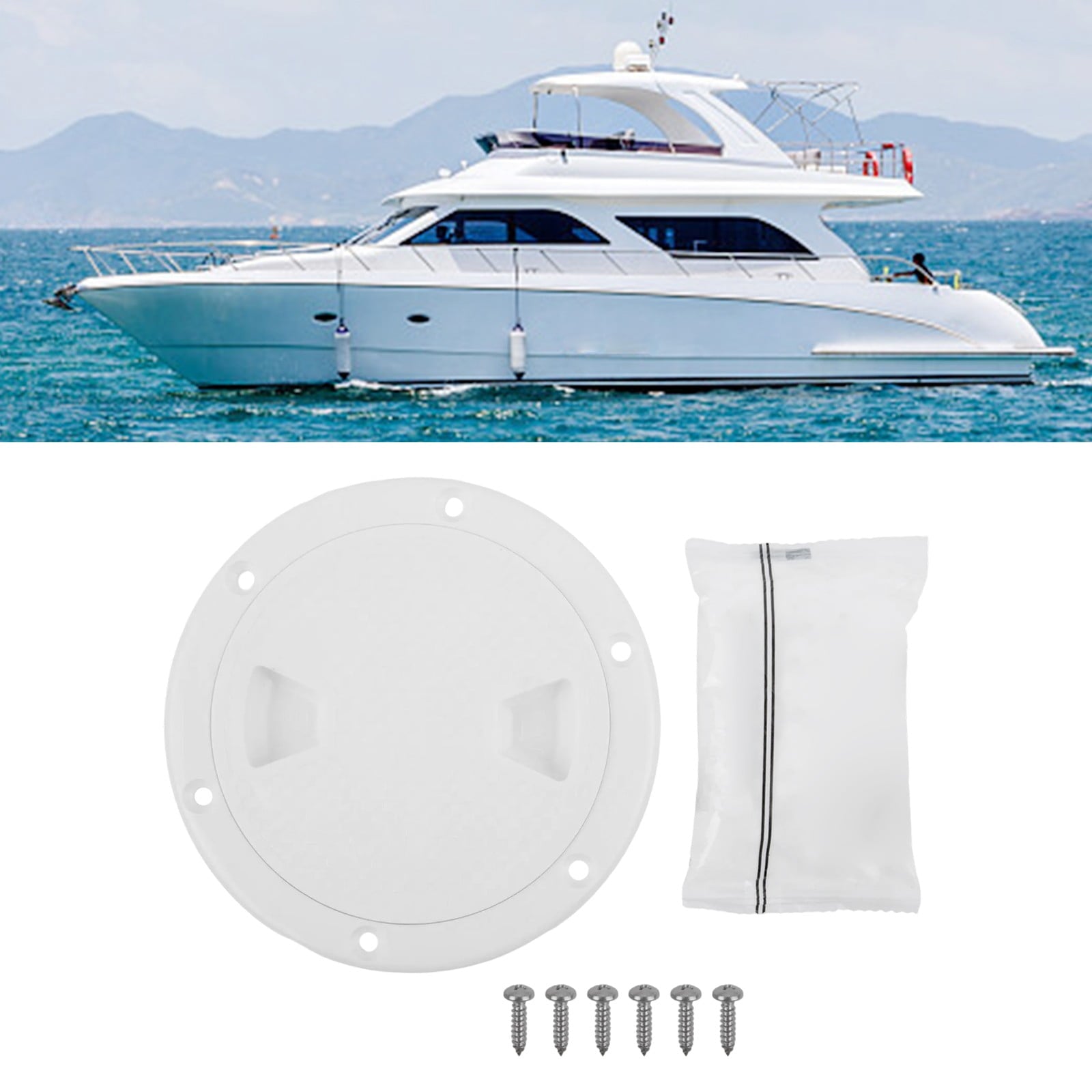 4 6" 8" White Round Abs Marine Boat Inspection Hatch With Detachable Cover Non Slip Deck Access Panel For Yacht And Watercraft 4 Inch 4""