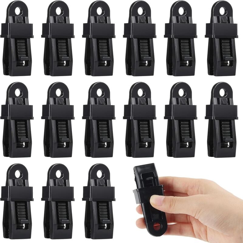 Heavy Duty Tarpaulin Clamps — Black, 15 Pieces (Tents, Camping & Boat Covers)