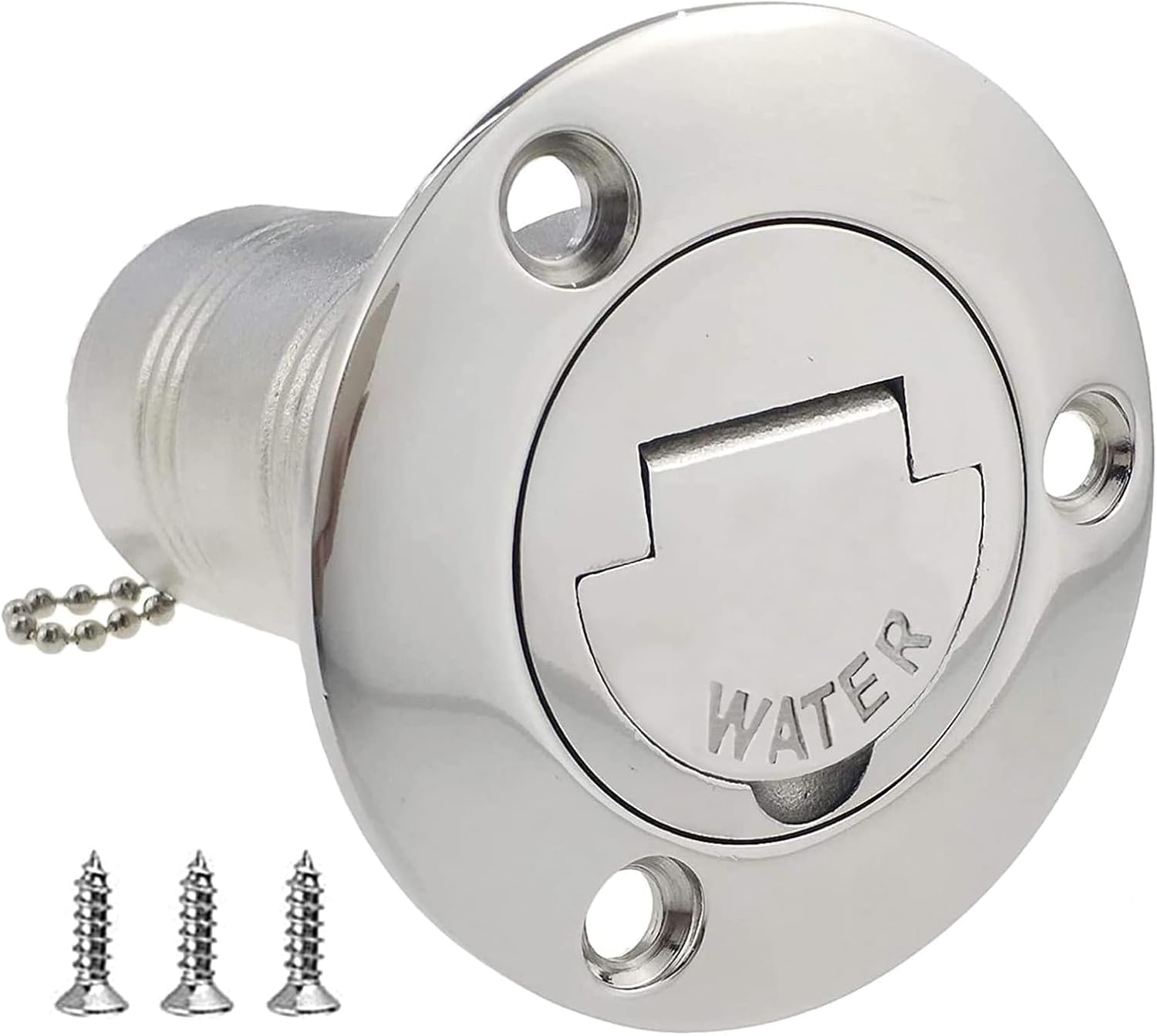 1-1/2(38mm) Boat Gas/Fuel/Diesel/Water/Waste Deck Fill/Filler with Keyless Cap 1-1/2" Marine Mirror- Polished 316 Stainless Steel Hardware for Yacht Caravan WATER "
