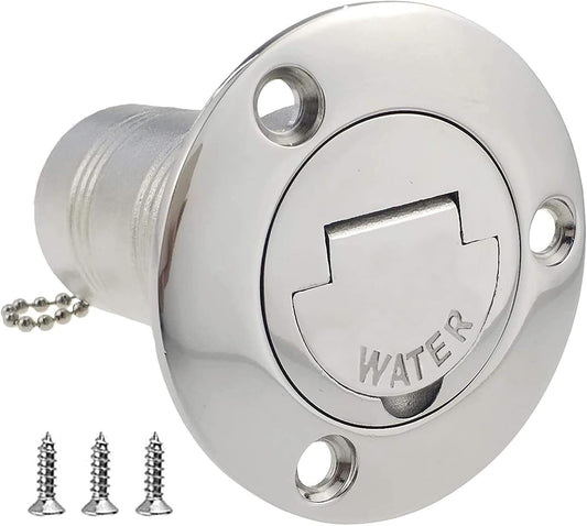 1-1/2(38mm) Boat Gas/Fuel/Diesel/Water/Waste Deck Fill/Filler with Keyless Cap 1-1/2" Marine Mirror- Polished 316 Stainless Steel Hardware for Yacht Caravan WATER "