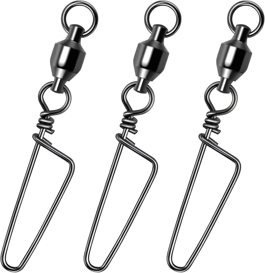 25-Pack Fishing Snap Swivels, High Strength Ball Bearing Swivel with Stainless Steel Coastlock Snaps, Black Nickel Coating Corrosion Resistance Freshwater Saltwater Snaps Swivels #9 