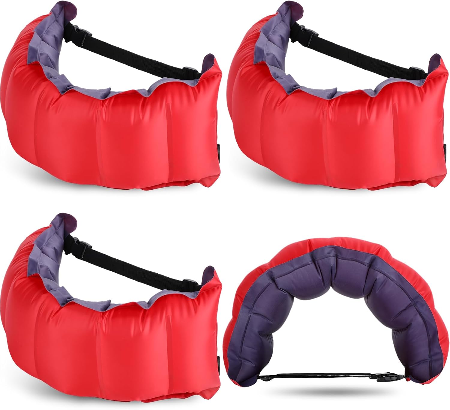 Inflatable Swim Belt Pool Flotation Portable Waist Floatation Aid for Adults Adjustable Training with Buckle and Rope Swimming Beginners Red Blue 