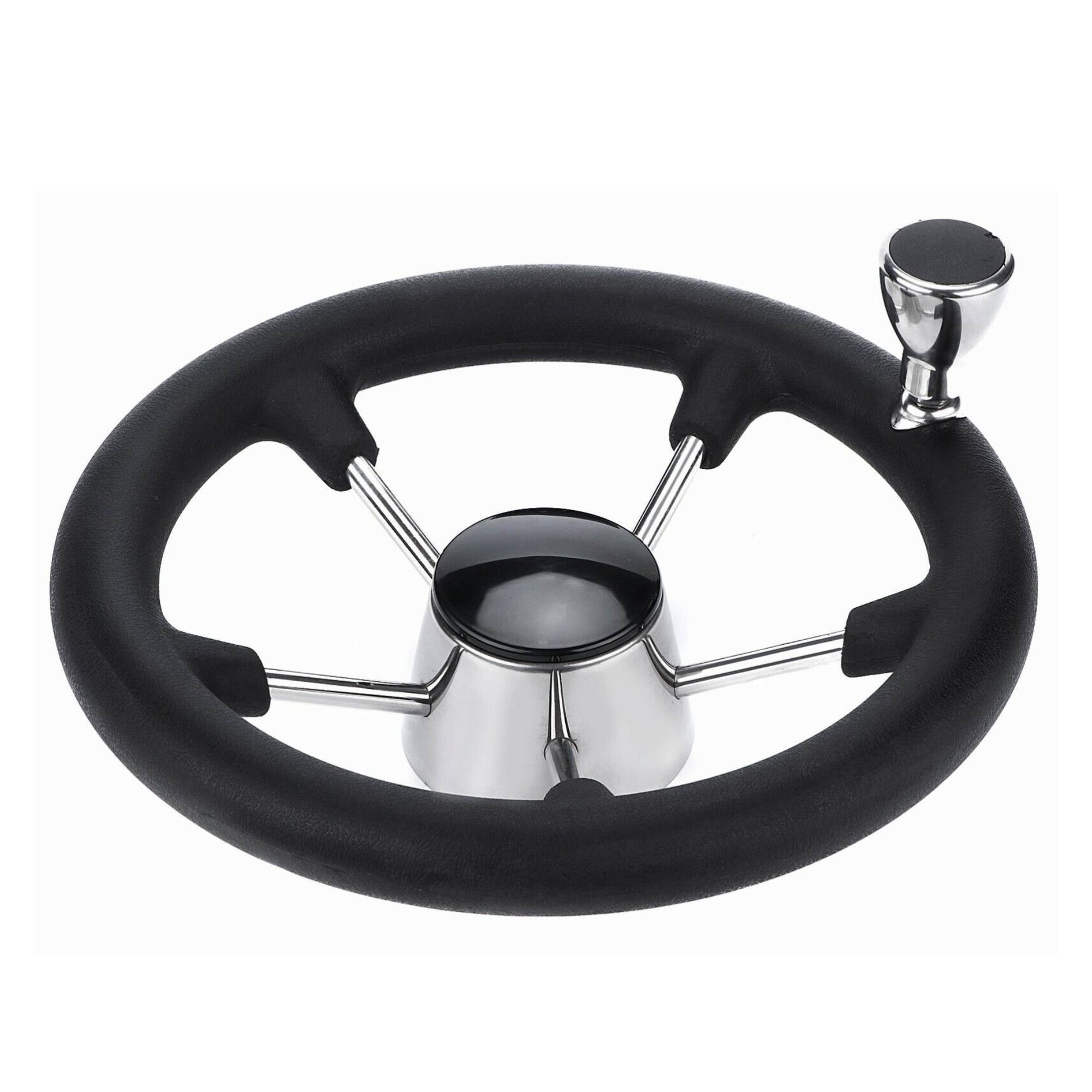 13.5 Boat Steering Wheel With Grip Cover - Stainless Steel 3/4" 5 Spoke With Knob"