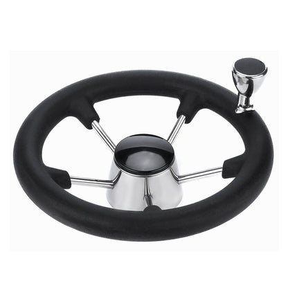 13.5 Boat Steering Wheel With Grip Cover - Stainless Steel 3/4" 5 Spoke With Knob"