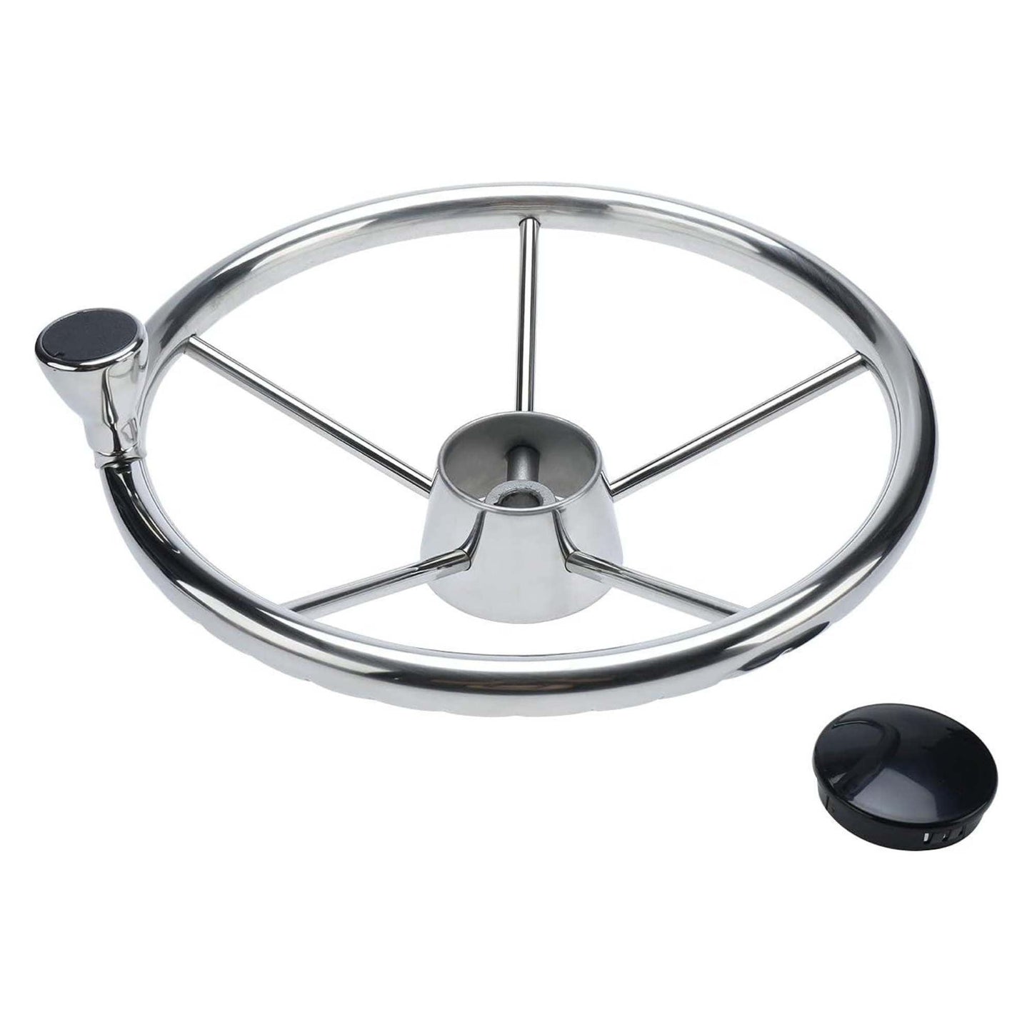 13.5 Boat Stainless Steel Steering Wheel - 5 Spoke with Knob For 3/4" Shaft"