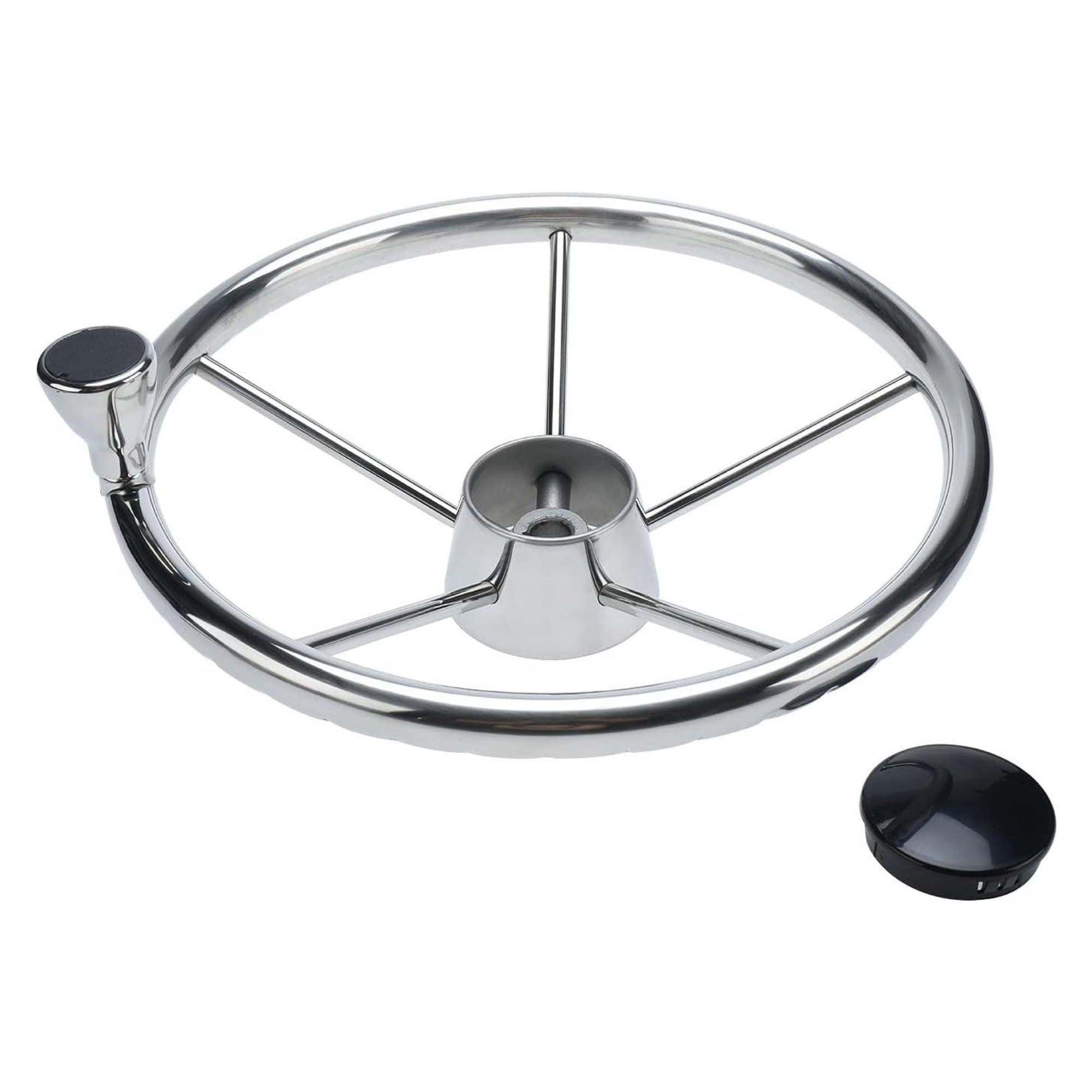 13.5 Boat Stainless Steel Steering Wheel - 5 Spoke with Knob For 3/4" Shaft"