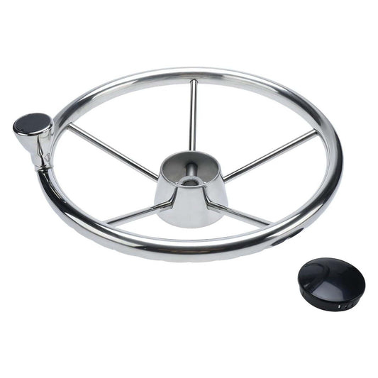 13.5 Boat Stainless Steel Steering Wheel - 5 Spoke with Knob For 3/4" Shaft"