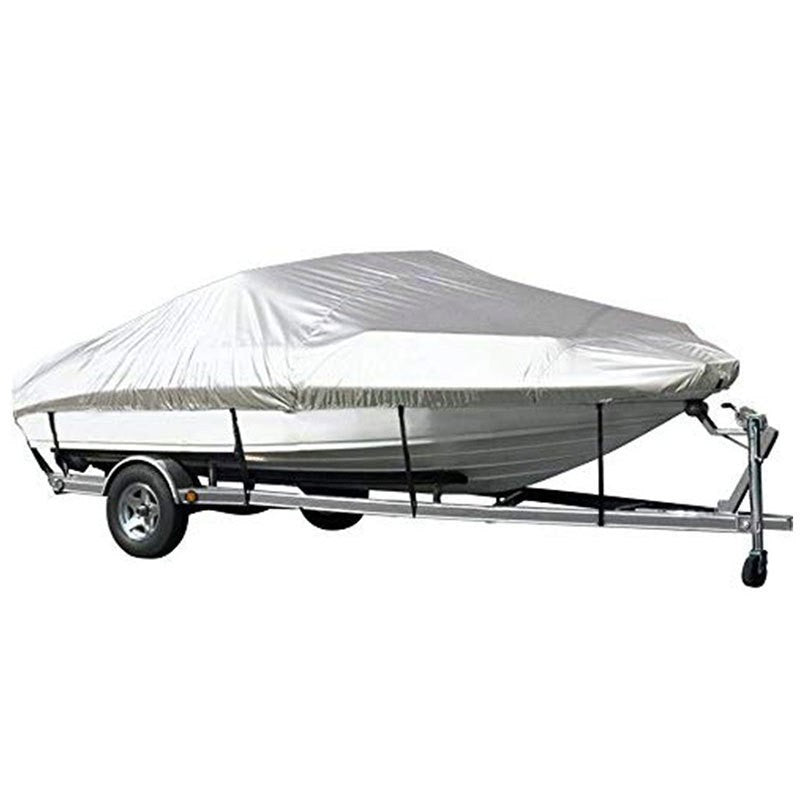Grey Heavy Duty Waterproof Tarp Covers with Storage Bag, Fits V-Hull, Fish&Ski, Pro-Style, Fishing, Runabout, Bass Boats, 14-16FT(530cm*290cm)