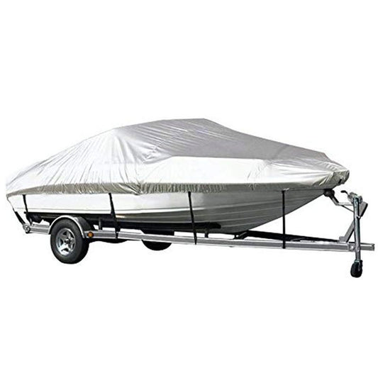Grey Heavy Duty Waterproof Tarp Covers with Storage Bag, Fits V-Hull, Fish&Ski, Pro-Style, Fishing, Runabout, Bass Boats, 14-16FT(530cm*290cm)