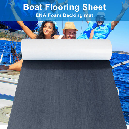 2400*450*6mm High Density EVA Foam Marine Flooring Flat Sheet Non-Grooved Self-Adhesive Boat Decking Mat Grey for Jet Ski Kayak & Fishing Boat