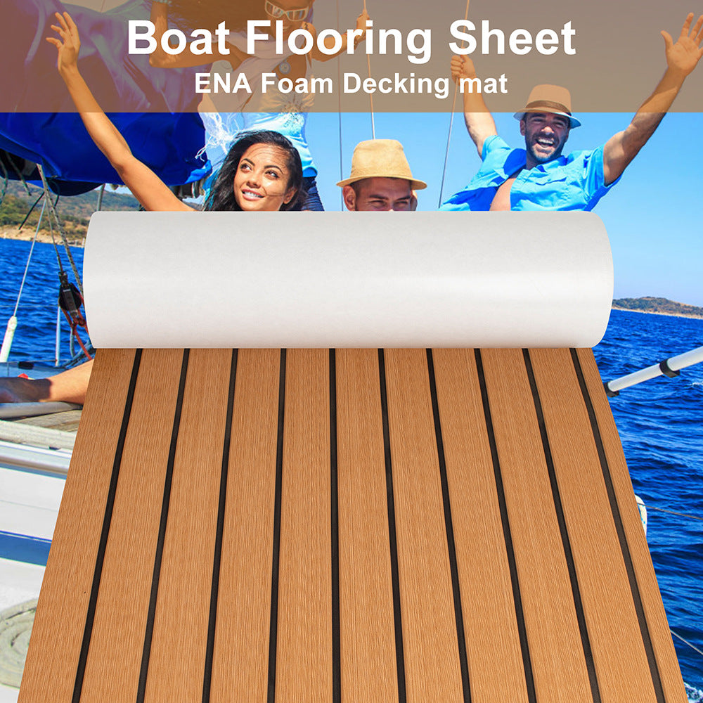 Teak EVA Foam Boat Flooring Sheet Brown with Black Stripes Self-Adhesive Marine Decking Mat for Yacht Fishing Boat RV DIY Upgrade Australian Boating(2400x400x6mm)