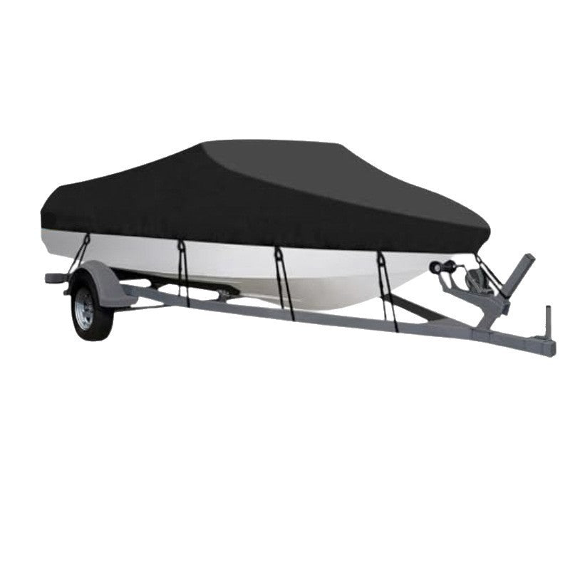 14-16ft Waterproof Boat Cover Trailerable V-Hull Runabout UV Resistant Marine Grade Storage Tarp with Straps (Black, 530cm x 290cm)