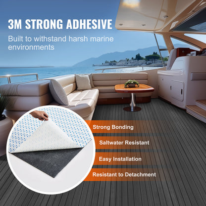 VEVOR Boat Flooring, EVA Foam Boat Decking 94.5" x 23.6", Non-Slip Self-Adhesive Flooring, 15.5 sq.ft Marine Carpet for Boats, Yacht, Pontoon, Kayak Decking