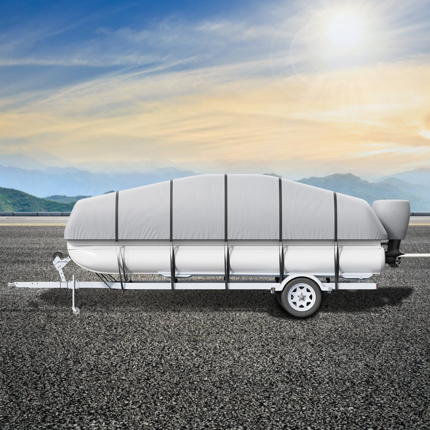 VEVOR Pontoon Boat Cover 800D Waterproof Trailerable 23-24 ft with Storage Bag