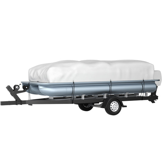 VEVOR Pontoon Boat Cover, Fit for 25\'-28\' Boat, Heavy Duty 600D Marine Grade Oxford Fabric, UV Resistant Waterproof Trailerable Boat Cover with 2 Support Poles and 7 Wind-Proof Straps, Gray
