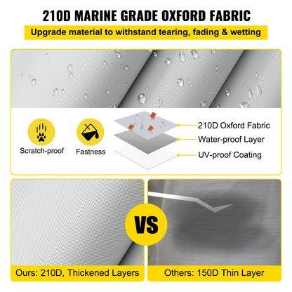 VEVOR Pontoon Boat Cover, Fit for 25\'-28\' Boat, Heavy Duty 600D Marine Grade Oxford Fabric, UV Resistant Waterproof Trailerable Boat Cover with 2 Support Poles and 7 Wind-Proof Straps, Gray