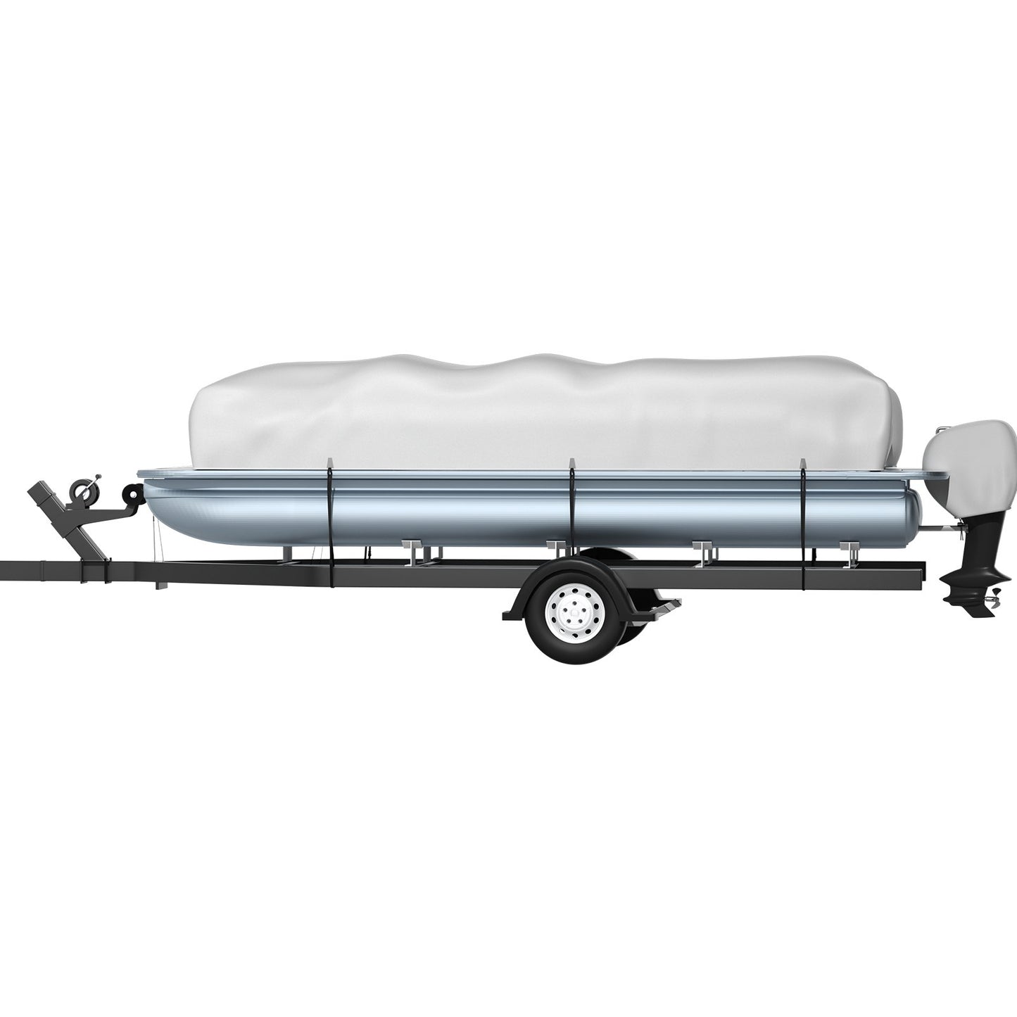 VEVOR Pontoon Boat Cover, Fit for 25\'-28\' Boat, Heavy Duty 600D Marine Grade Oxford Fabric, UV Resistant Waterproof Trailerable Boat Cover with 2 Support Poles and 7 Wind-Proof Straps, Gray