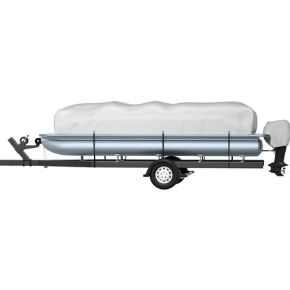 VEVOR Pontoon Boat Cover, Fit for 25\'-28\' Boat, Heavy Duty 600D Marine Grade Oxford Fabric, UV Resistant Waterproof Trailerable Boat Cover with 2 Support Poles and 7 Wind-Proof Straps, Gray