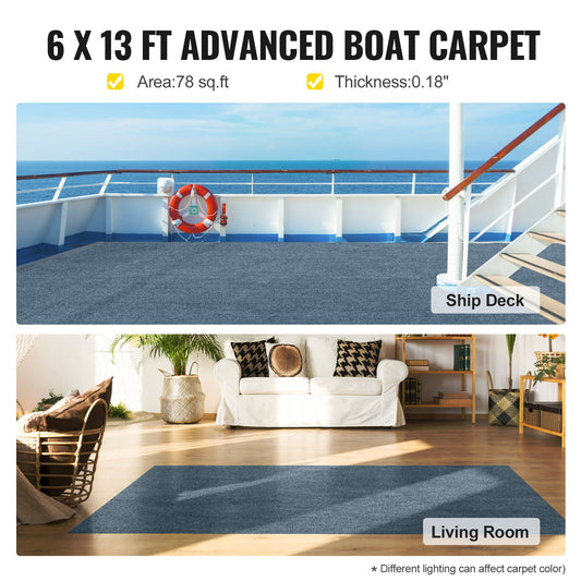 VEVOR Marine Carpet 6x13ft Boat Area Rug Roll Cutpile In/Outdoor Patio Deck Gray, 1.8x4m
