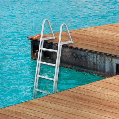 VEVOR Removable Dock Ladder 5 Steps, 159 kg Load Capacity, Pontoon Boat Ladder with 4'' Wide Step & Nonslip Design for Ship/Lake/Pool/Marine Boarding