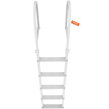 VEVOR Dock Ladder, Removable 5 Steps, 227 kgs Load Capacity, Aluminum Alloy Pontoon Boat Ladder with 3.1'' Wide Step & Nonslip Rubber Mat, Easy to Install for Ship/Lake/Pool/Marine Boarding