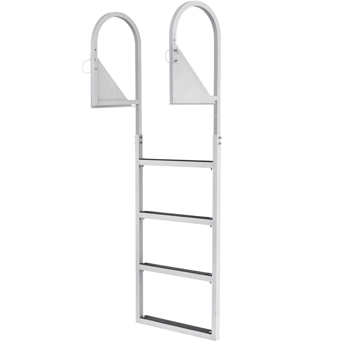 VEVOR Dock Ladder, Flip-Up 4 Steps, 159 kg Load Capacity, Aluminum Alloy Pontoon Boat Ladder with 50.8 mm Wide Step & Nonslip Rubber Mat, Easy to Install for Ship/Lake/Pool/Marine Boarding