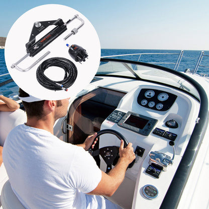 VEVOR 150HP Hydraulic Outboard Steering Kit Boat Marine System, Built-in Two-Way Lock Cylinder, 150HP Pump and High-Strength Nylon Hose for Single Station, Single-Engine use